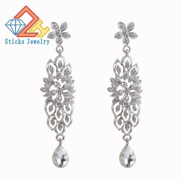 crystal wedding drop earrings for women korean bridal dangle earring 2019 fashion jewelry, Silver
crystal wedding drop earrings for women korean bridal dangle earring 2019 fashion jewelry, Silver