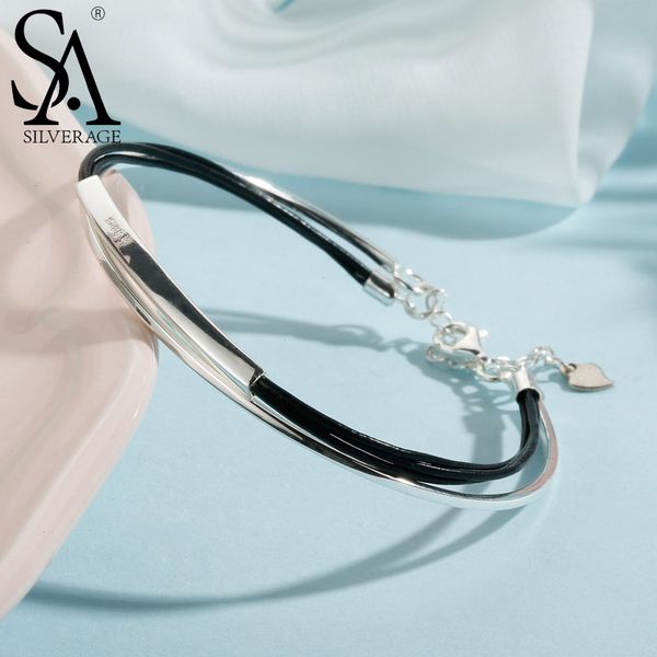 sa silverage real 925 sterling leather bangle bracelet for women fine jewelry two layer bangles bracelets 2018 new design, Golden;silver
sa silverage real 925 sterling leather bangle bracelet for women fine jewelry two layer bangles bracelets 2018 new design, Golden;silver