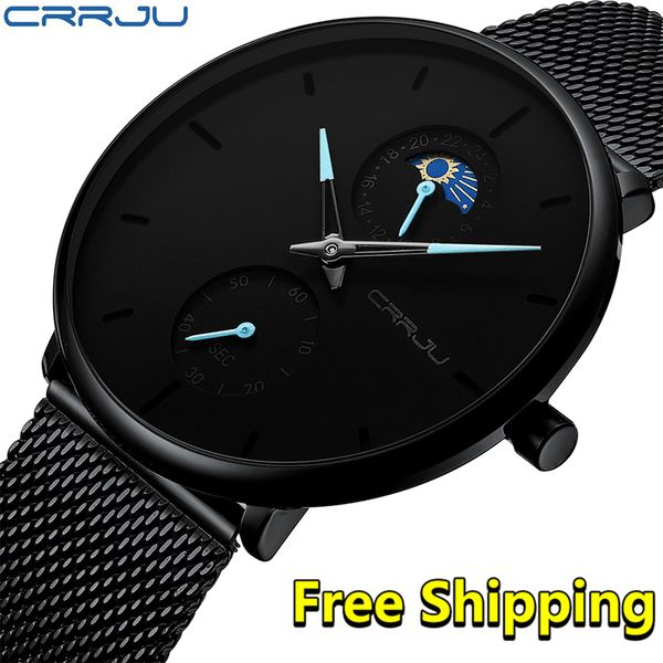 crrju мужские часы reloj hombre 2019 мода ультра тонкий черный бизнес наручные часы мужские тонкие повседневные водонепроницаемые спортивные, Slivery;brown 
crrju мужские часы reloj hombre 2019 мода ультра тонкий черный бизнес наручные часы мужские тонкие повседневные водонепроницаемые спортивные, Slivery;brown