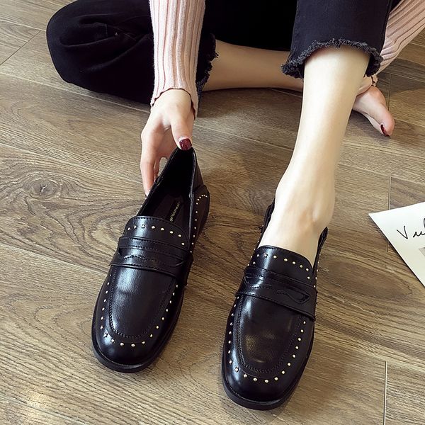 korean shoes women oxfords women's female footwear casual sneaker british style round toe all-match rivets studs 2019 new, Black
korean shoes women oxfords women's female footwear casual sneaker british style round toe all-match rivets studs 2019 new, Black
