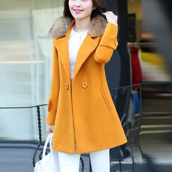 feitong women plus size casual medium and long slim jacket faux fur turn-down collar streetwear winter woolen thick coat, Black
feitong women plus size casual medium and long slim jacket faux fur turn-down collar streetwear winter woolen thick coat, Black