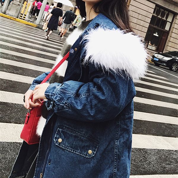 single women pockets zipper winter breasted fur collar hooded outerwear female loose casual comfortable denim outerwear zx1220, Black
single women pockets zipper winter breasted fur collar hooded outerwear female loose casual comfortable denim outerwear zx1220, Black