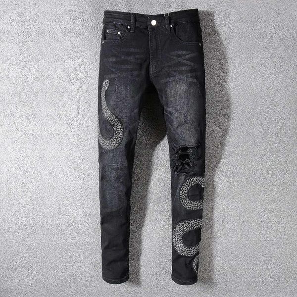 mens designer jeans snake fashion embroidery denim pants mens slim zipper pants hip hop skinny jeans5352, Blue
mens designer jeans snake fashion embroidery denim pants mens slim zipper pants hip hop skinny jeans5352, Blue
