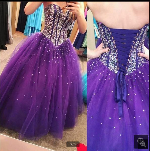 2019 new fashion ball gown purple heavily beading prom dress strapless sweetheart neck puffy sweet 16 evening party prom gowns selling, Black
2019 new fashion ball gown purple heavily beading prom dress strapless sweetheart neck puffy sweet 16 evening party prom gowns selling, Black
