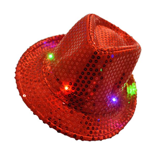 

stylish prop dance halloween pgraph disco party with led light accessories luminous bar sequins women jazz hat