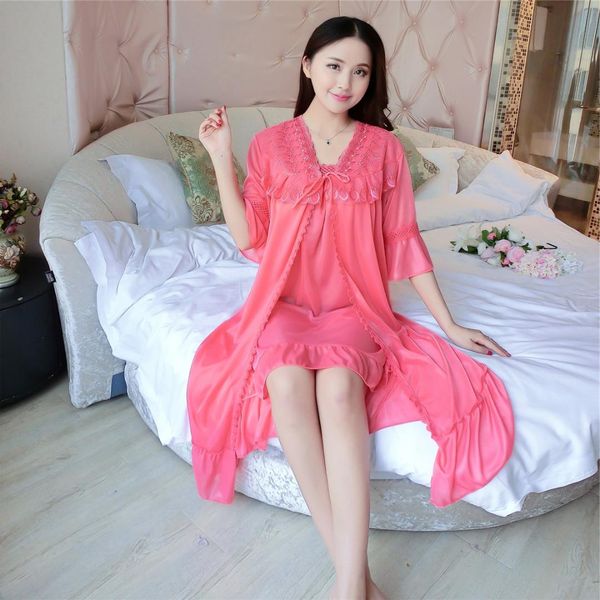deep v neck women satin nightgown lace sleepwear half sleeve ladies silk nightwear sleep wear night gown dress + outwear, Black;red
deep v neck women satin nightgown lace sleepwear half sleeve ladies silk nightwear sleep wear night gown dress + outwear, Black;red