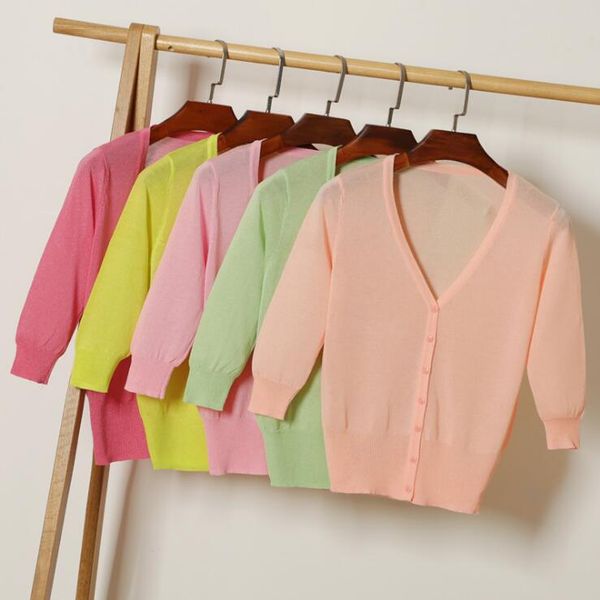 queechalle 20 colors thin knitted cardigans women's transparent v neck cardigan coat female solid casual ice silk outerwear, White
queechalle 20 colors thin knitted cardigans women's transparent v neck cardigan coat female solid casual ice silk outerwear, White