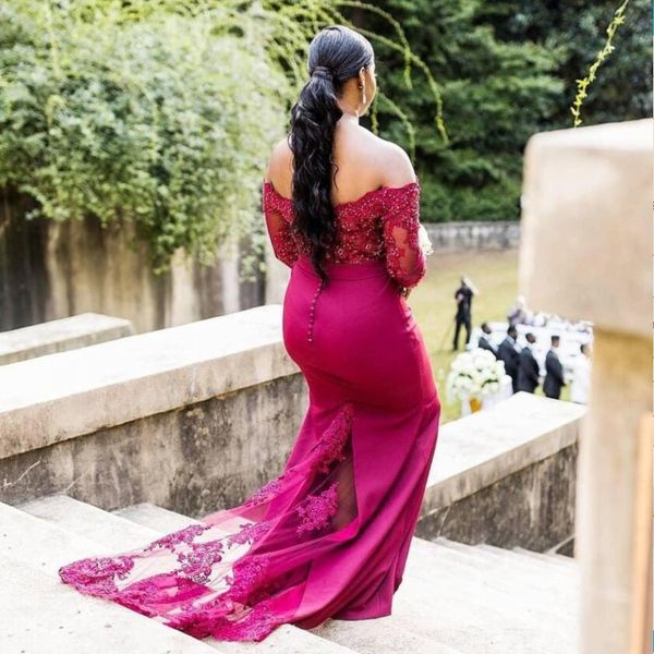 fuchsia bridesmaid dresses plus size off shoulder long sleeves mermaid wedding guest dress african women formal wear .maid of honor gowns, White;pink
fuchsia bridesmaid dresses plus size off shoulder long sleeves mermaid wedding guest dress african women formal wear .maid of honor gowns, White;pink