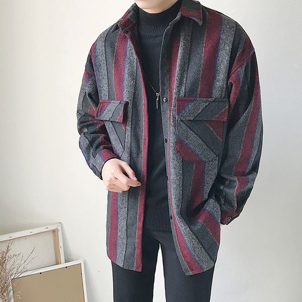 korean oversized shirt men stripes folk-custom shirts for men vintage woolen flannel japanese streetwear thick shirts street, White;black
korean oversized shirt men stripes folk-custom shirts for men vintage woolen flannel japanese streetwear thick shirts street, White;black