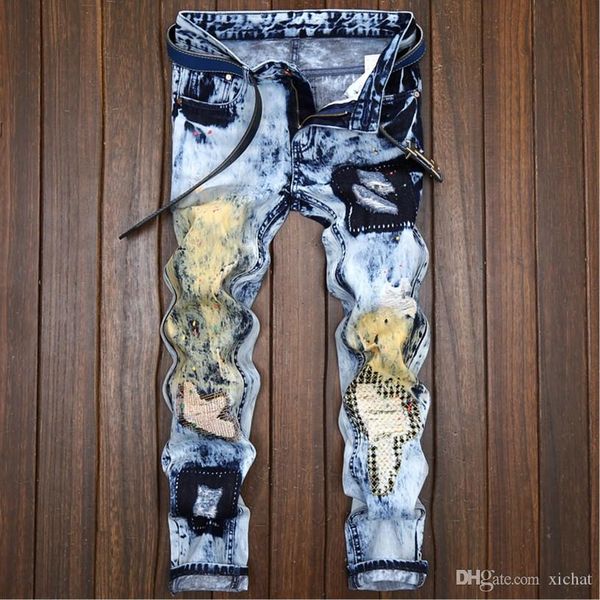 unique mens distressed ripped painted jeans fashion designer retro washed light blue embroidery straight leg denim pants jb166
unique mens distressed ripped painted jeans fashion designer retro washed light blue embroidery straight leg denim pants jb166