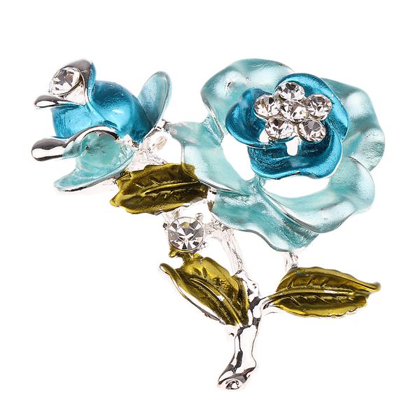 drip oil painting brooches flower brooch crystal rose flower pin for wedding, Gray