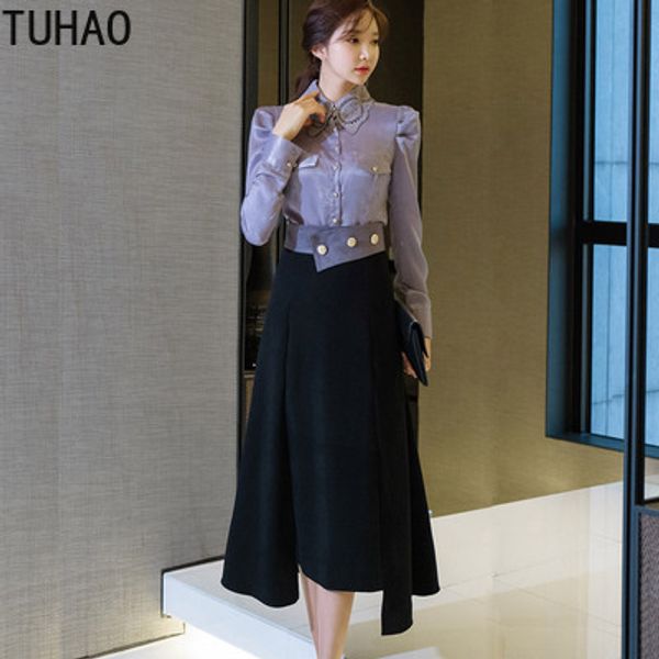 tuhao 2 piece set blouse + long skirt clothing sets elegant purple blouse black long skirts women office lady suit party wm52, White
tuhao 2 piece set blouse + long skirt clothing sets elegant purple blouse black long skirts women office lady suit party wm52, White