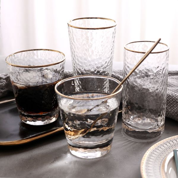new cylinder simple japanese style gold edge hammer eye glass water cup household juice cup creative hammer cup
new cylinder simple japanese style gold edge hammer eye glass water cup household juice cup creative hammer cup
