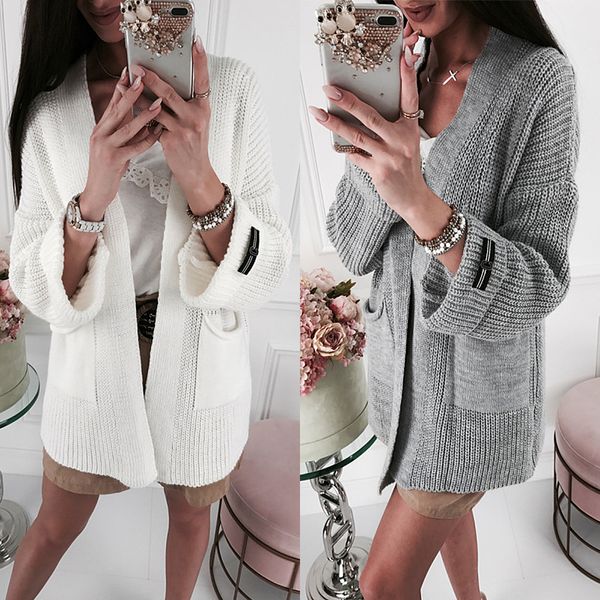 2019 autumn long knit cardigan with pocket pull femme casaco feminino plus size casual solid knitted sweater women open front, White
2019 autumn long knit cardigan with pocket pull femme casaco feminino plus size casual solid knitted sweater women open front, White