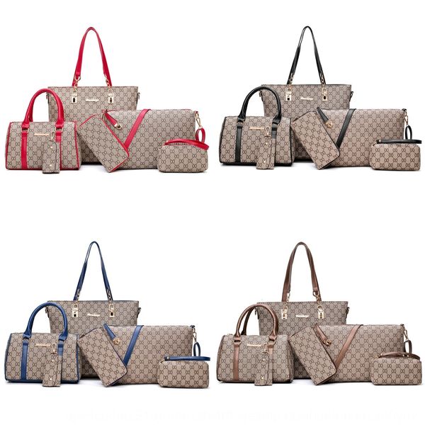 2019 shoulder fashion contrast color single shoulder cross portable mother bag six-piece female bag, White
2019 shoulder fashion contrast color single shoulder cross portable mother bag six-piece female bag, White