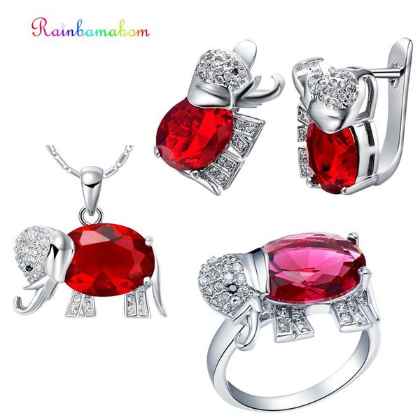 rainbamabom bohemian 925 sterling silver ruby gemstone elephant animal earrings ring necklace women jewelry set gift wholesale, Black
rainbamabom bohemian 925 sterling silver ruby gemstone elephant animal earrings ring necklace women jewelry set gift wholesale, Black