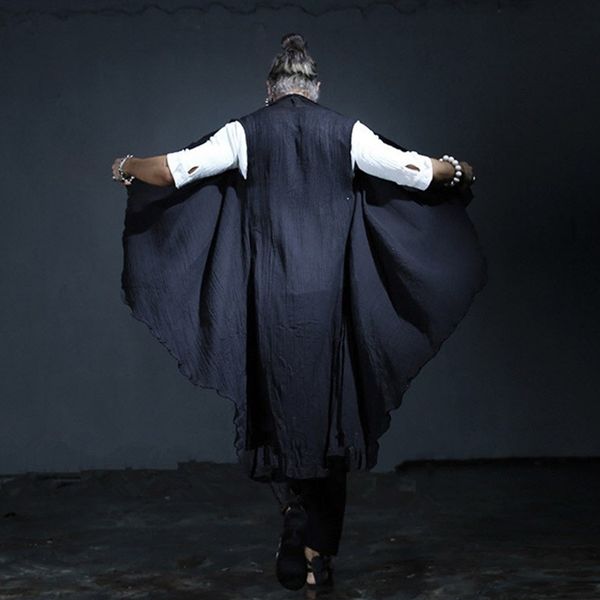 gothic men loose fit long linen sleeveless vest casual shawl cape irregular outwear coat man streetwear waistcoat vests cardigan, Black;white
gothic men loose fit long linen sleeveless vest casual shawl cape irregular outwear coat man streetwear waistcoat vests cardigan, Black;white