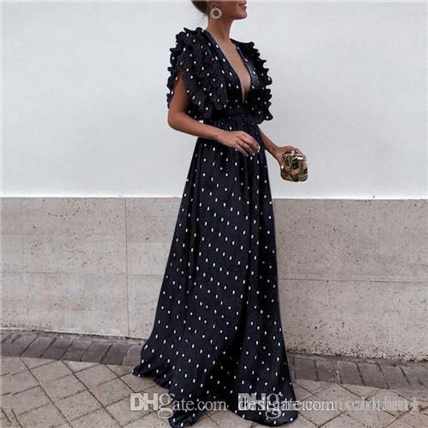 womens summer batwing sleeve dresses v neck point print fashion casual clothing floor length female apparel, Black;gray
womens summer batwing sleeve dresses v neck point print fashion casual clothing floor length female apparel, Black;gray