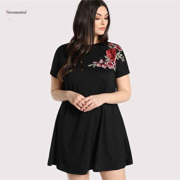 floral dress black plus size casual women round neck embroidery straight stretchy shift summer above knee dresses, Black;gray
floral dress black plus size casual women round neck embroidery straight stretchy shift summer above knee dresses, Black;gray