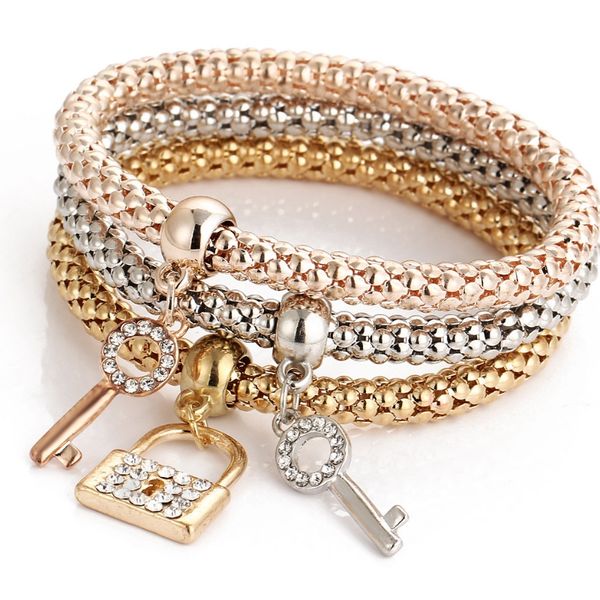 3 pcs women's lovers' golden& silvery key lock rhinestone bracelet bileklik bransoletka jewelry, Golden;silver
3 pcs women's lovers' golden& silvery key lock rhinestone bracelet bileklik bransoletka jewelry, Golden;silver