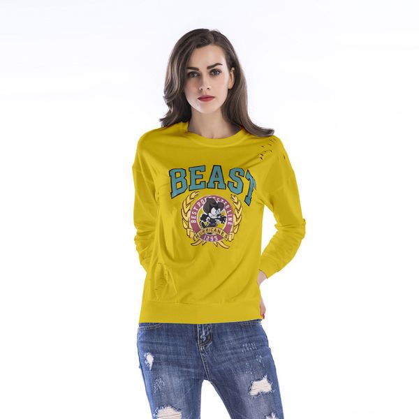 hole pattern letter print pullovers streeetwear women o neck long sleeve casual hoodies female yellow sweatshirt 4 colors, Black
hole pattern letter print pullovers streeetwear women o neck long sleeve casual hoodies female yellow sweatshirt 4 colors, Black