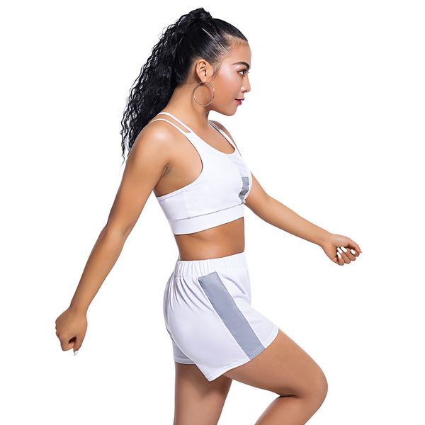 women sportswear set strappy mesh vest with shorts for yoga jt-drop ship, White;red
women sportswear set strappy mesh vest with shorts for yoga jt-drop ship, White;red