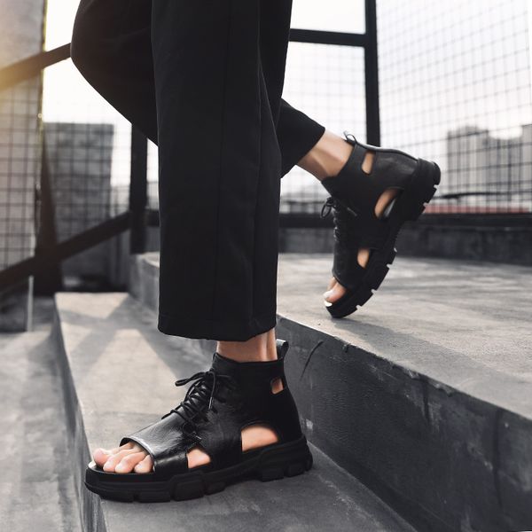 2019 summer fashion breathable open toe anti-slip rome casual buckle line-styled sandals mid-men p, Black
2019 summer fashion breathable open toe anti-slip rome casual buckle line-styled sandals mid-men p, Black