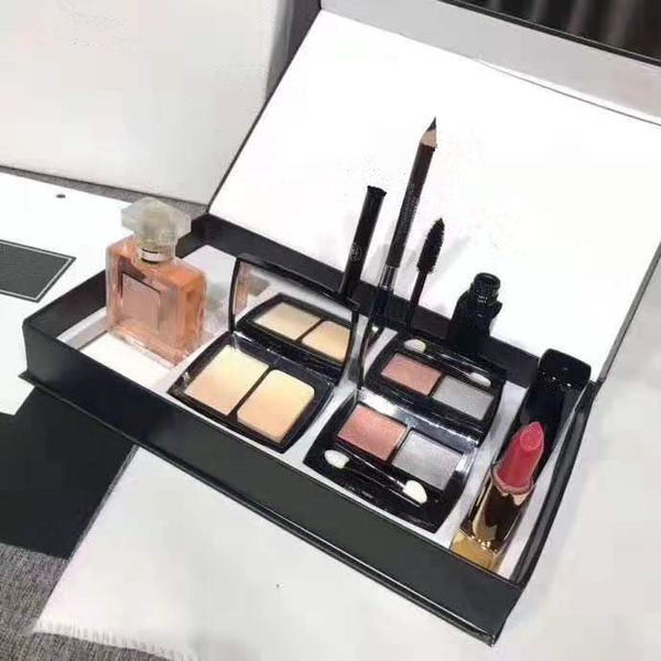 

6 in 1 makeup set matte lipstick eyeliner mascara foundation powder eyeshadow palette perfume set for women make up kit with box gift