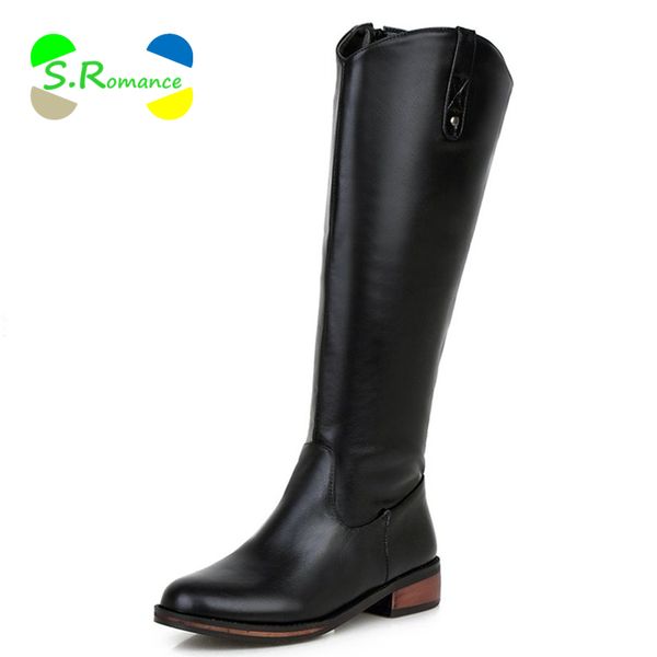 s.romance women boots knee high plus size 32-43 side zipper low square heel women's winter shoes sb941, Black
s.romance women boots knee high plus size 32-43 side zipper low square heel women's winter shoes sb941, Black