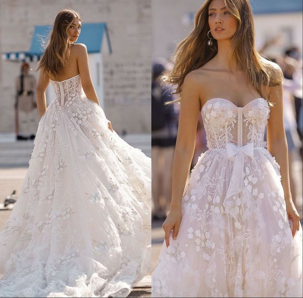 2019 floral lace a line wedding gown sweetheart neck backless bridal gown bow sash sweep train vestido de novia custom made, White
2019 floral lace a line wedding gown sweetheart neck backless bridal gown bow sash sweep train vestido de novia custom made, White