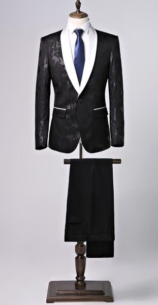 мода красивый свадебный жених смокинги slim fit костюмы одна кнопка шаль воротник 2 шт. костюмы(куртка+брюки, White;black 
мода красивый свадебный жених смокинги slim fit костюмы одна кнопка шаль воротник 2 шт. костюмы(куртка+брюки, White;black