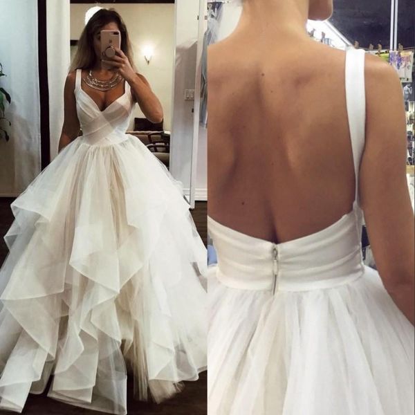 wangyandress spaghetti a-line wedding dresses sleeveless backless ruffled tiered floor length pleated long bridal gowns, White
wangyandress spaghetti a-line wedding dresses sleeveless backless ruffled tiered floor length pleated long bridal gowns, White