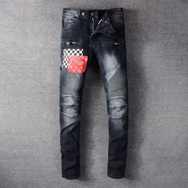 2020amiri trend high street jeans male stitching ripped slim men's designer pants street popular distressed denim trousers 07, Blue
2020amiri trend high street jeans male stitching ripped slim men's designer pants street popular distressed denim trousers 07, Blue
