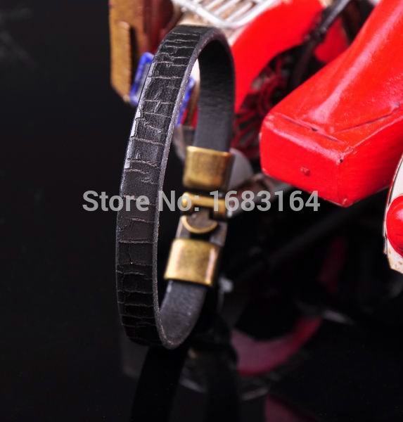 g43 black handmade genuine leather bracelet wristband men's cuff bronze clasp, White
g43 black handmade genuine leather bracelet wristband men's cuff bronze clasp, White