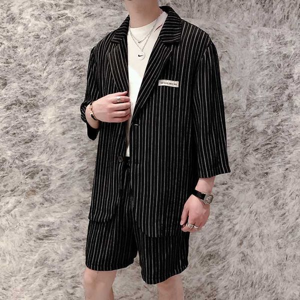 korean summer men striped suit sets fashion loose blazer jacket + shorts all match comfortable casual men two piece set sale, Gray
korean summer men striped suit sets fashion loose blazer jacket + shorts all match comfortable casual men two piece set sale, Gray
