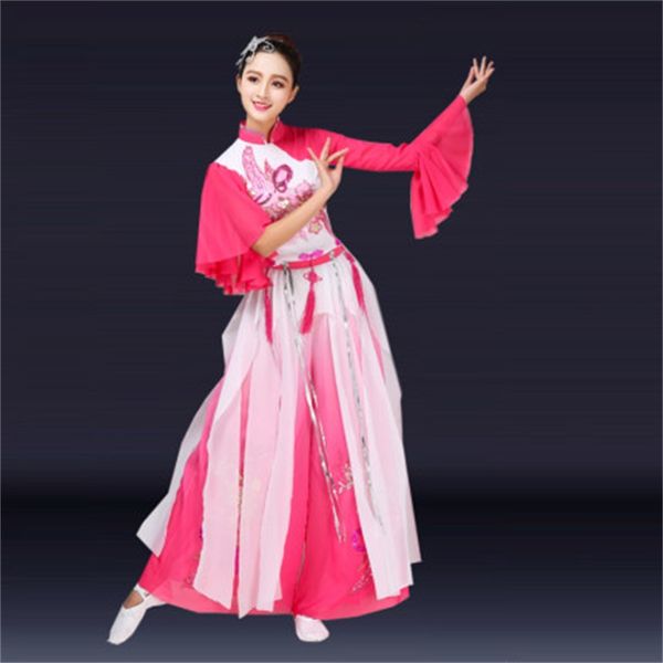classical dance costumes elegant chiffon new chinese national weather umbrella yangko dance women's performance clothing, Black;red 
classical dance costumes elegant chiffon new chinese national weather umbrella yangko dance women's performance clothing, Black;red