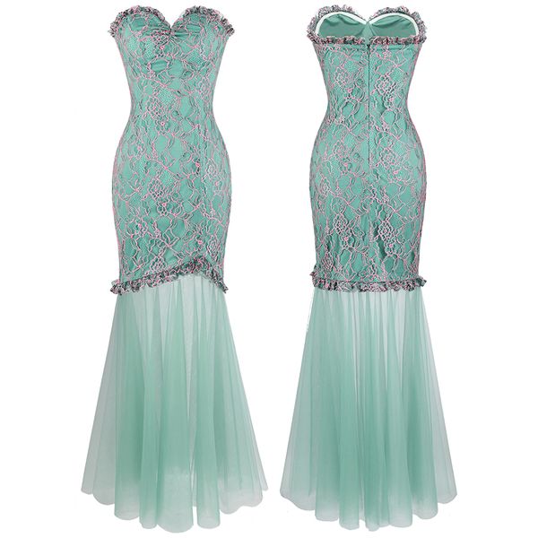 angel-fashions women strapless floral see through evening dress lace prom party gown long mermaid light green, Black;red
angel-fashions women strapless floral see through evening dress lace prom party gown long mermaid light green, Black;red