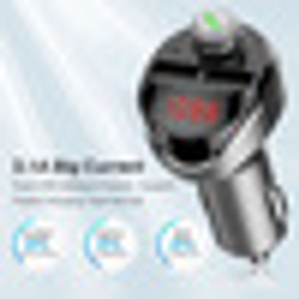 

vehemo 12v-24v 3.1a fm transmitter dual usb tf card bluetooth car kit mp3 mic automobile smart music