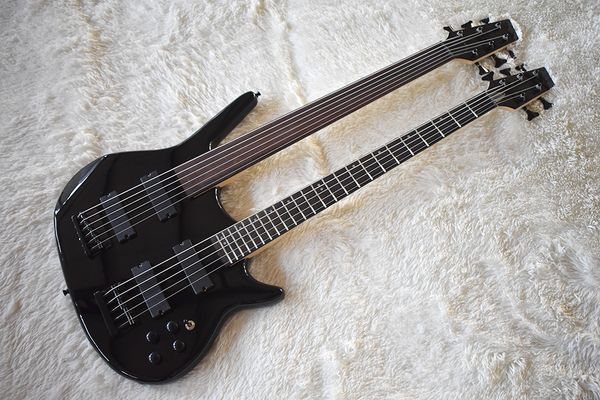 factory double neck black electric bass guitar with 5+6 strings,rosewood fretboard,one fretless,customized
factory double neck black electric bass guitar with 5+6 strings,rosewood fretboard,one fretless,customized