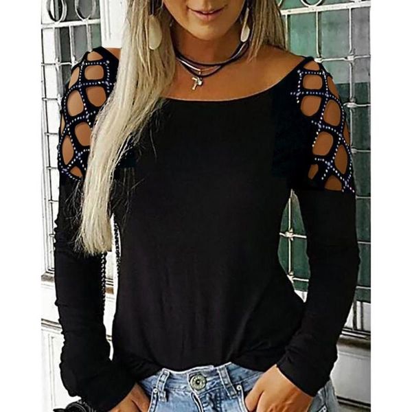 new t-shirts women plus size female clothing fashion casual crew neck hollow-out studded women long sleeve tee shirt a40, White
new t-shirts women plus size female clothing fashion casual crew neck hollow-out studded women long sleeve tee shirt a40, White