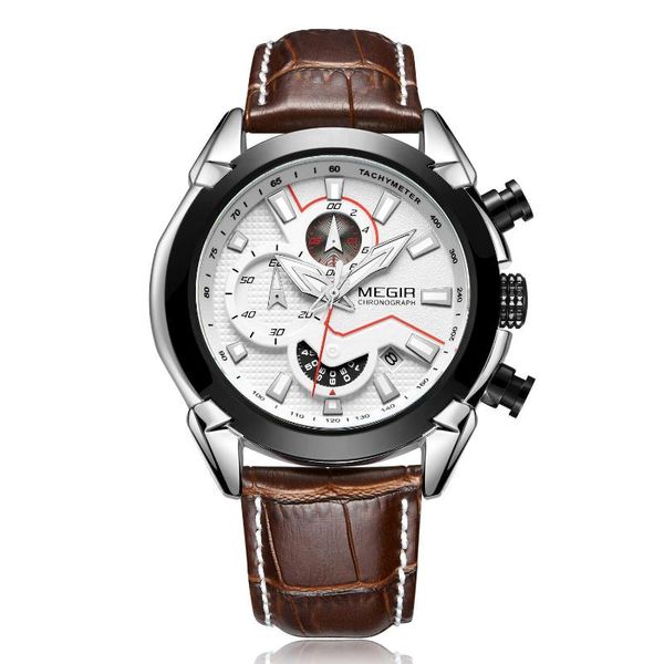 men's analog quartz strap three small dial calendar running seconds waterproof men's watches, Slivery;brown
men's analog quartz strap three small dial calendar running seconds waterproof men's watches, Slivery;brown