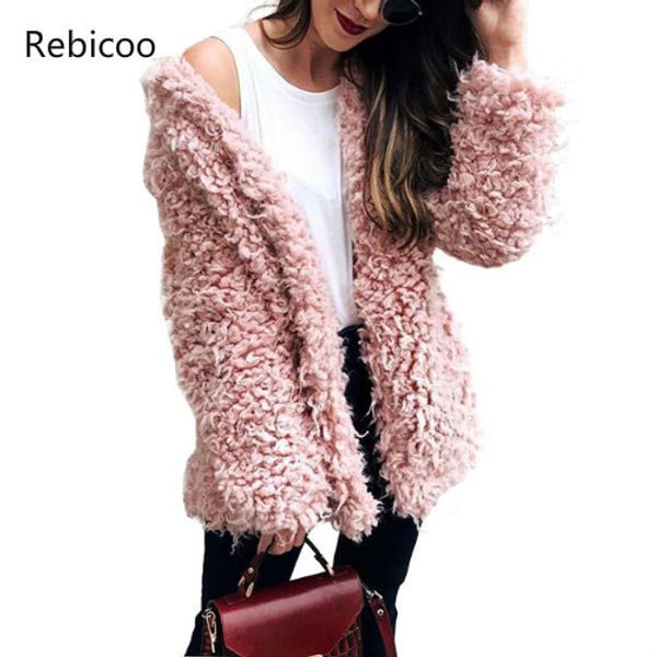 winter grey wool overcoat warm outerwear women pink faux fur coat turn down collar long sleeve cardigan female outwear, Black
winter grey wool overcoat warm outerwear women pink faux fur coat turn down collar long sleeve cardigan female outwear, Black