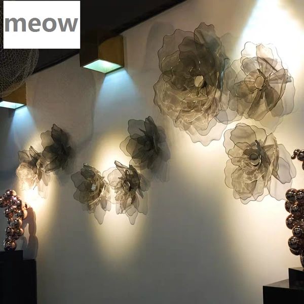 

metal mesh flower decorative plates iron art wall hanging three-dimensional living room aisle soft decoration