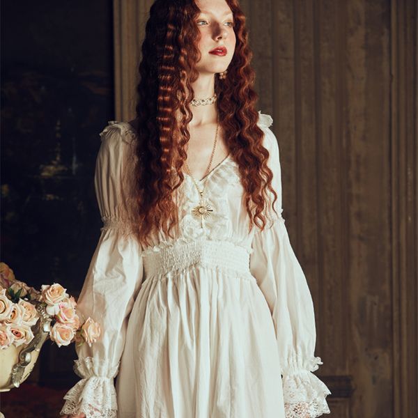 lady nightgown retro elegant nightgowns vintage women lace white sleepwear dress cotton long sleeved nightdress gentlewoman, Black;red
lady nightgown retro elegant nightgowns vintage women lace white sleepwear dress cotton long sleeved nightdress gentlewoman, Black;red