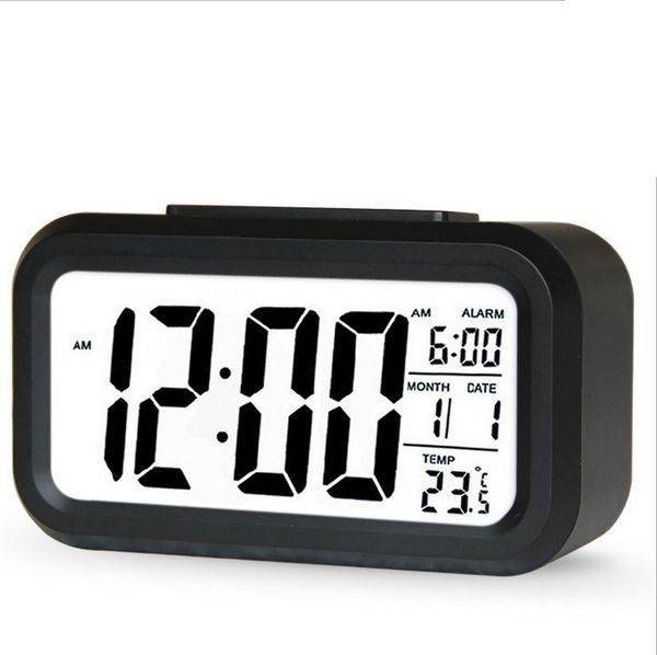 

Mute Digital Alarm Clock Smart Sensor Nightlight LED Light Table Clocks With LCD Screen Plastic Timepiece Multi Function