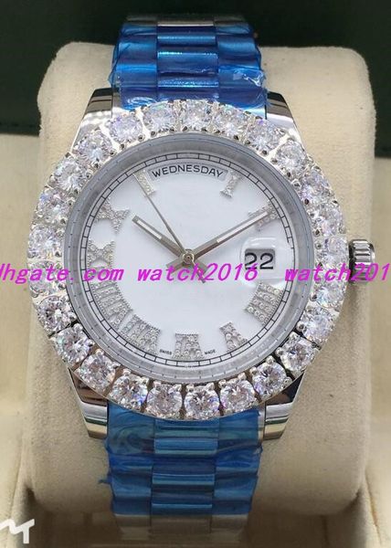 17 style luxury watch 44mm platinum 218235 diamond dial bigger diamond bezel roman numerals automatic fashion men's watches wristwatch, Slivery;brown