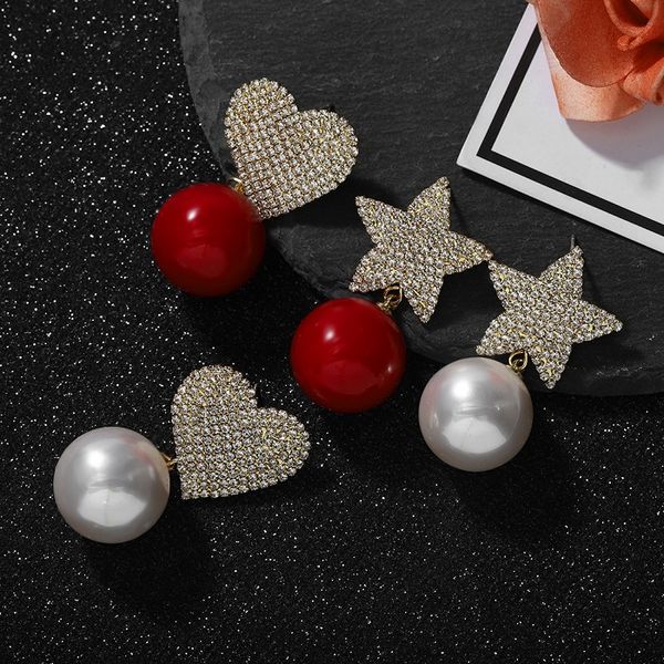 fashion luxury designer diamond cute lovely sweet heart star pearl pendant stud earrings for woman girls, Golden;silver
fashion luxury designer diamond cute lovely sweet heart star pearl pendant stud earrings for woman girls, Golden;silver