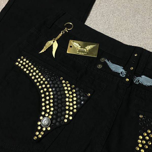 mens pants robin jeans black gold tag crystal studs designer denim men's men trousers wing size clips metal black with jean with 30-42
mens pants robin jeans black gold tag crystal studs designer denim men's men trousers wing size clips metal black with jean with 30-42