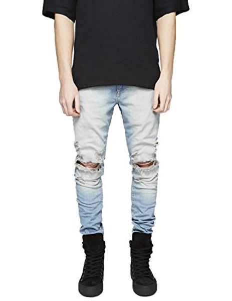 pishon men's distressed jeans washed stretchy tapered leg with holes ripped jeans, Blue
pishon men's distressed jeans washed stretchy tapered leg with holes ripped jeans, Blue