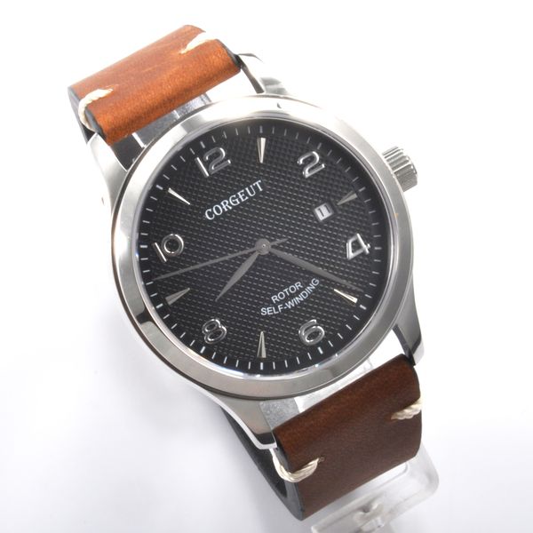 corgeut fashion 42mm mechanical watch clock luxury brand leather sapphire crystal calendar automatic men wristwatch, Slivery;brown
corgeut fashion 42mm mechanical watch clock luxury brand leather sapphire crystal calendar automatic men wristwatch, Slivery;brown